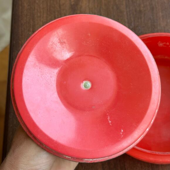 Vintage Avon Persian Wood Dusting Powder Red Gold Ceramic Container - Picture 8 of 12